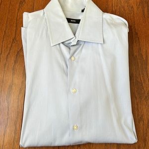 Mens Light Blue Boss Button Down Dress Shirt